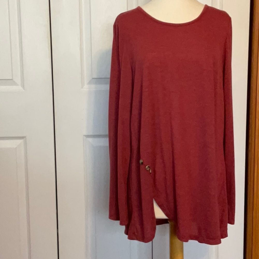 Emery Rose Burgundy Long Sleeve Tunic Top Size XL